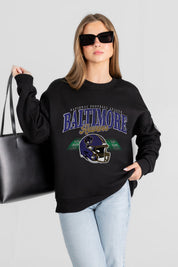 BALTIMORE RAVENS FIELD FOCUS BLACK LABEL PREMIUM FLEECE DROP SHOULDER CREWNECK