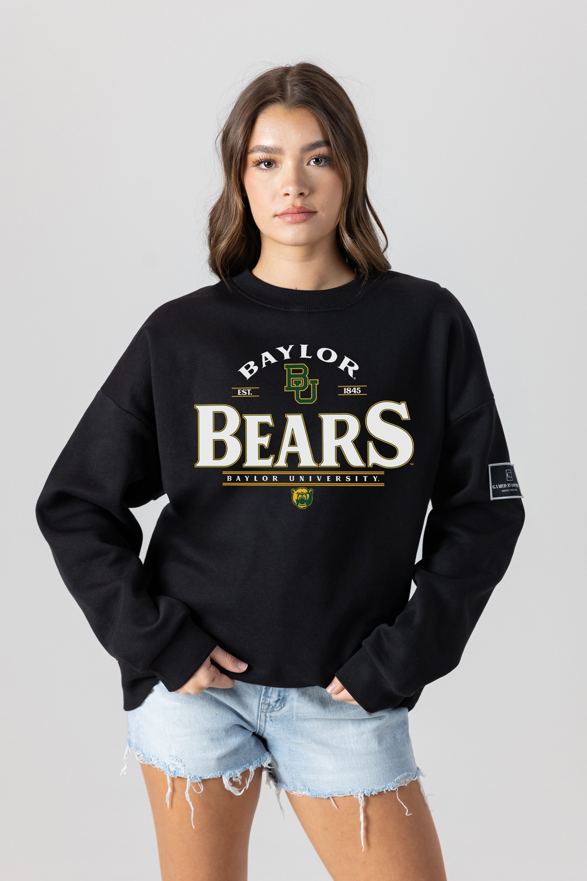 BAYLOR BEARS PLAYERS ONLY BLACK LABEL PREMIUM FLEECE DROP SHOULDER CREWNECK