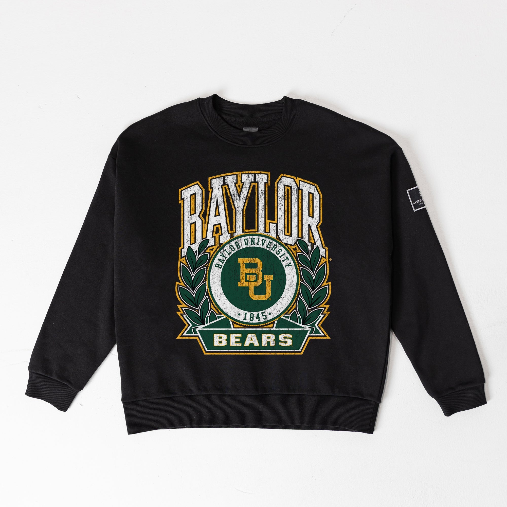 BAYLOR BEARS VICTORY LANE BLACK LABEL PREMIUM FLEECE DROP SHOULDER CREWNECK