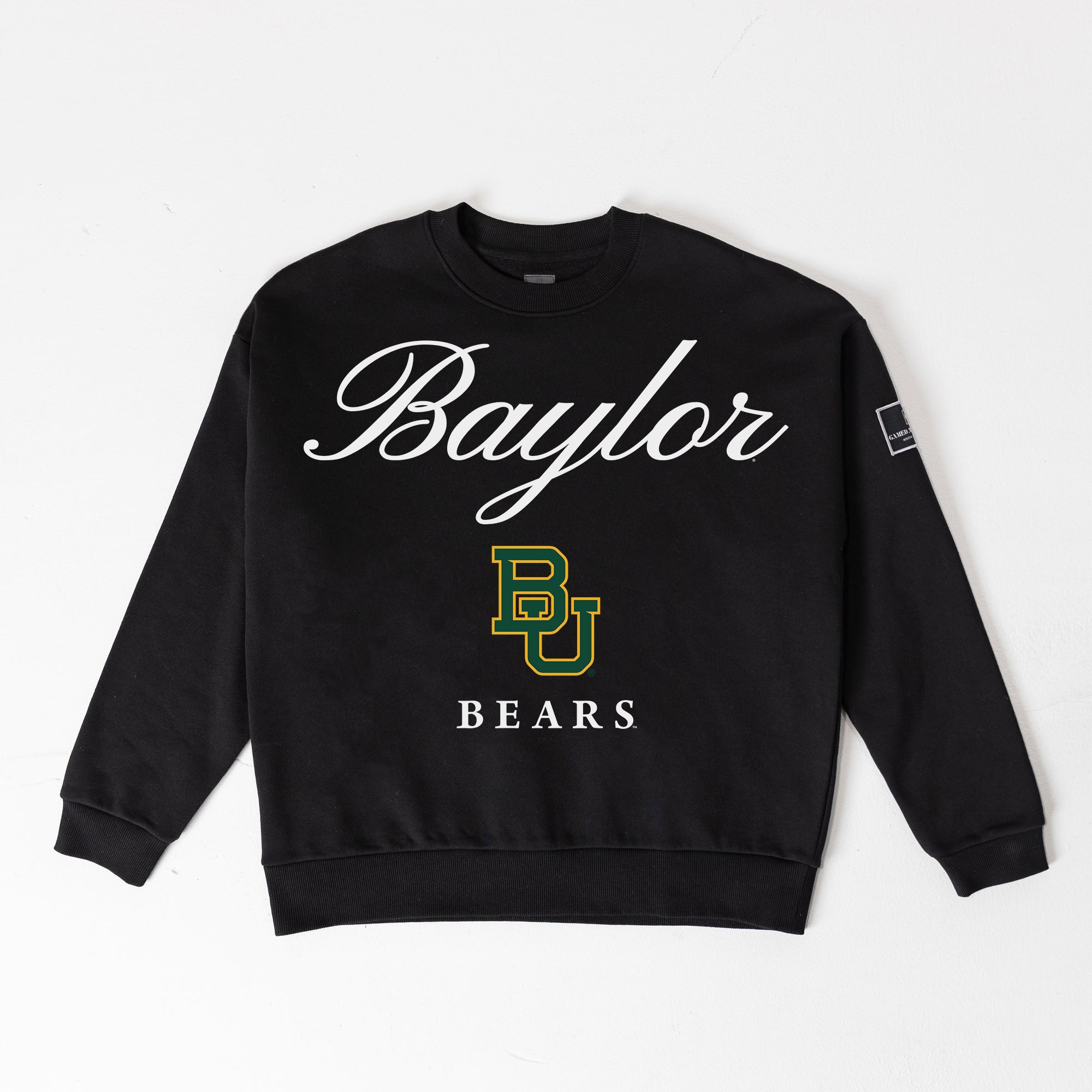 BAYLOR BEARS LEGACY CLUB BLACK LABEL PREMIUM FLEECE DROP SHOULDER CREWNECK
