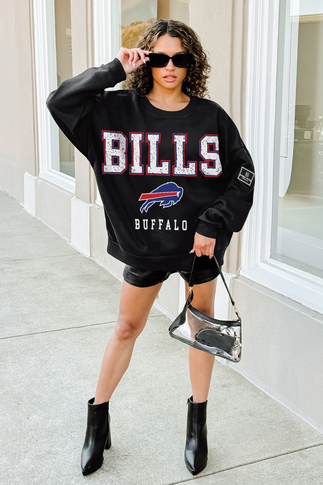BUFFALO BILLS LEVEL UP BLACK LABEL PREMIUM FLEECE CREW SWEATSHIRT