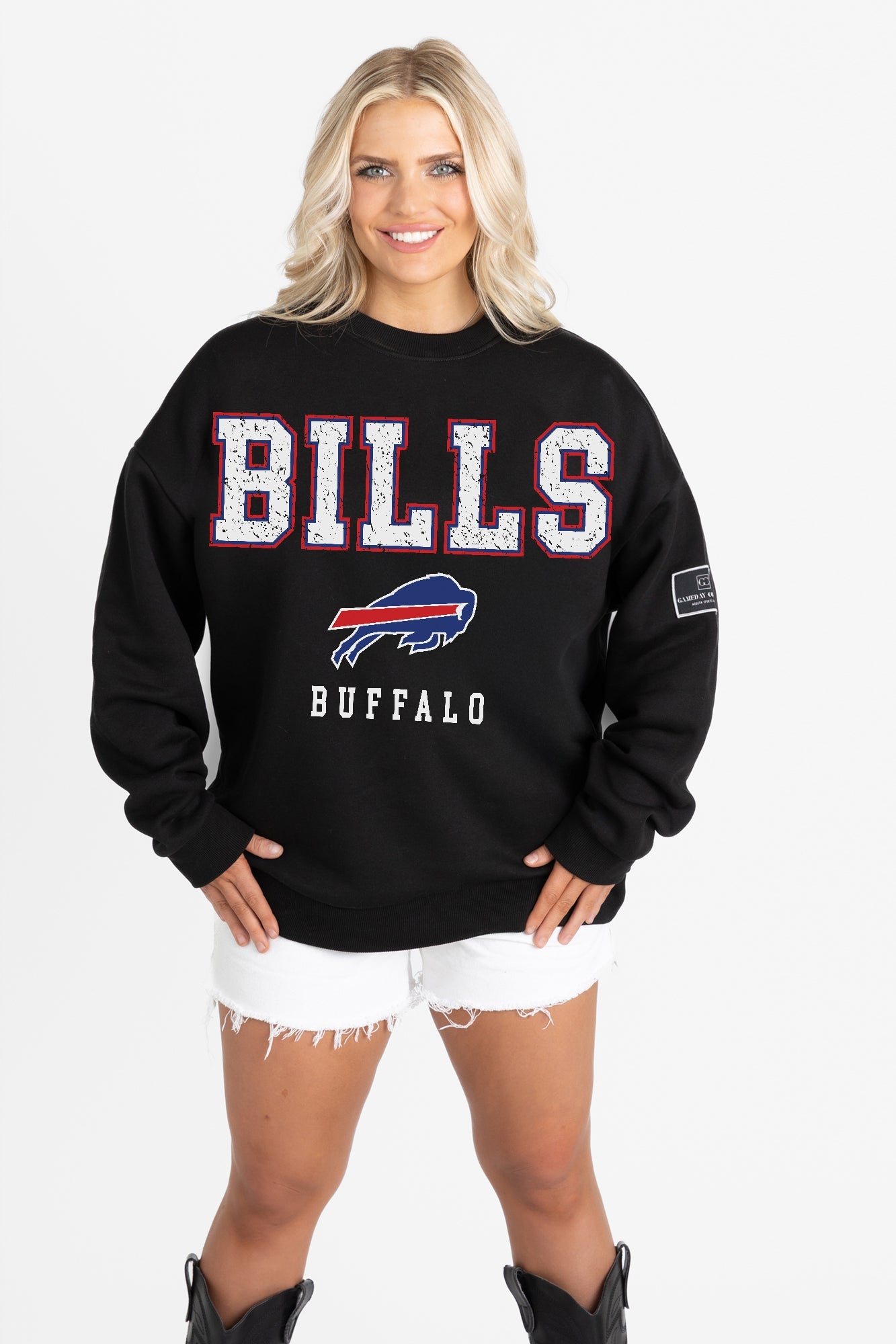 BUFFALO BILLS LEVEL UP BLACK LABEL PREMIUM FLEECE CREW SWEATSHIRT