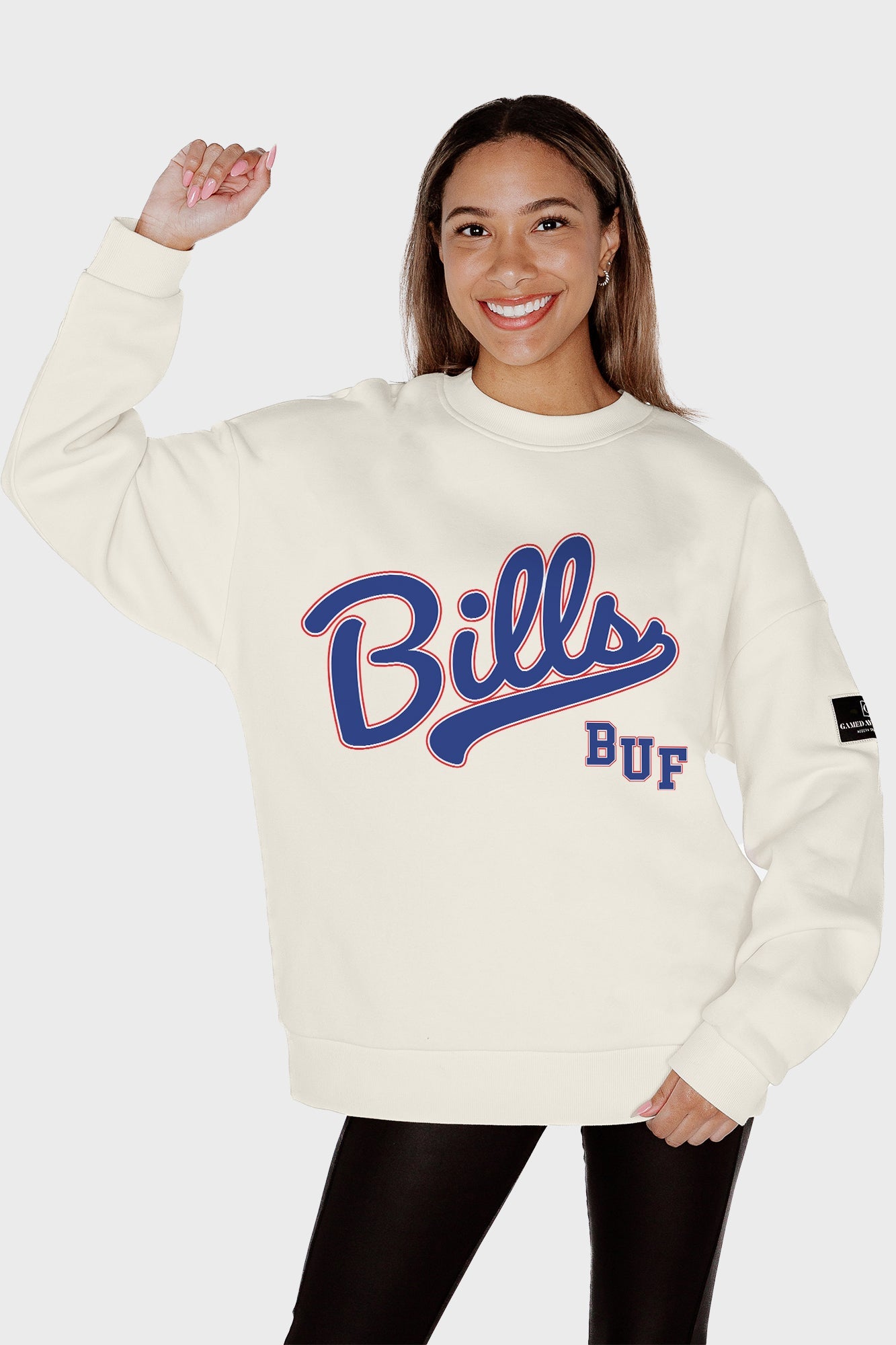 BUFFALO BILLS CLUTCH MOVE BLACK LABEL PREMIUM FLEECE CREW SWEATSHIRT BY RANDI MAHOMES