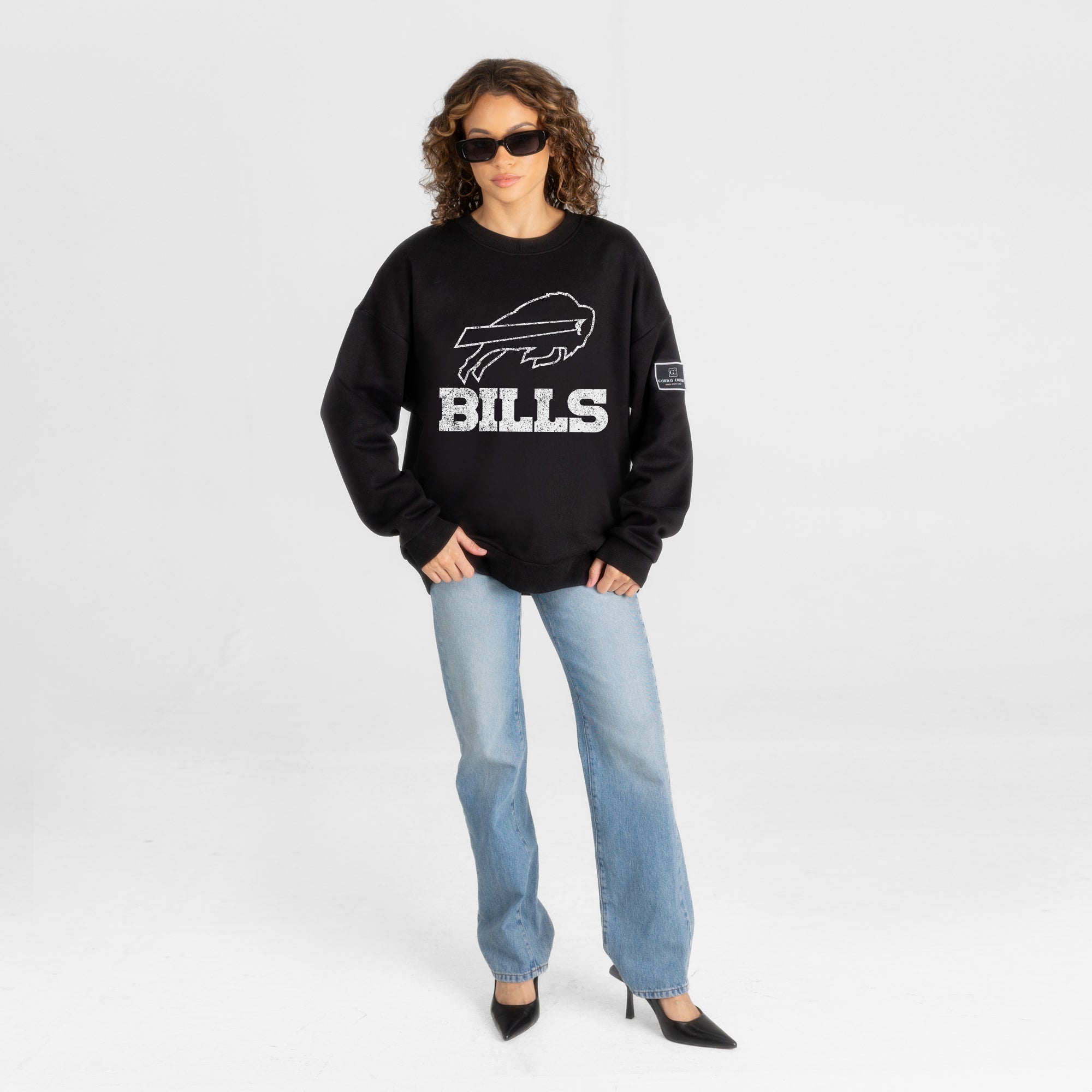 BUFFALO BILLS BOLD MOVE BLACK LABEL PREMIUM FLEECE DROP SHOULDER CREWNECK