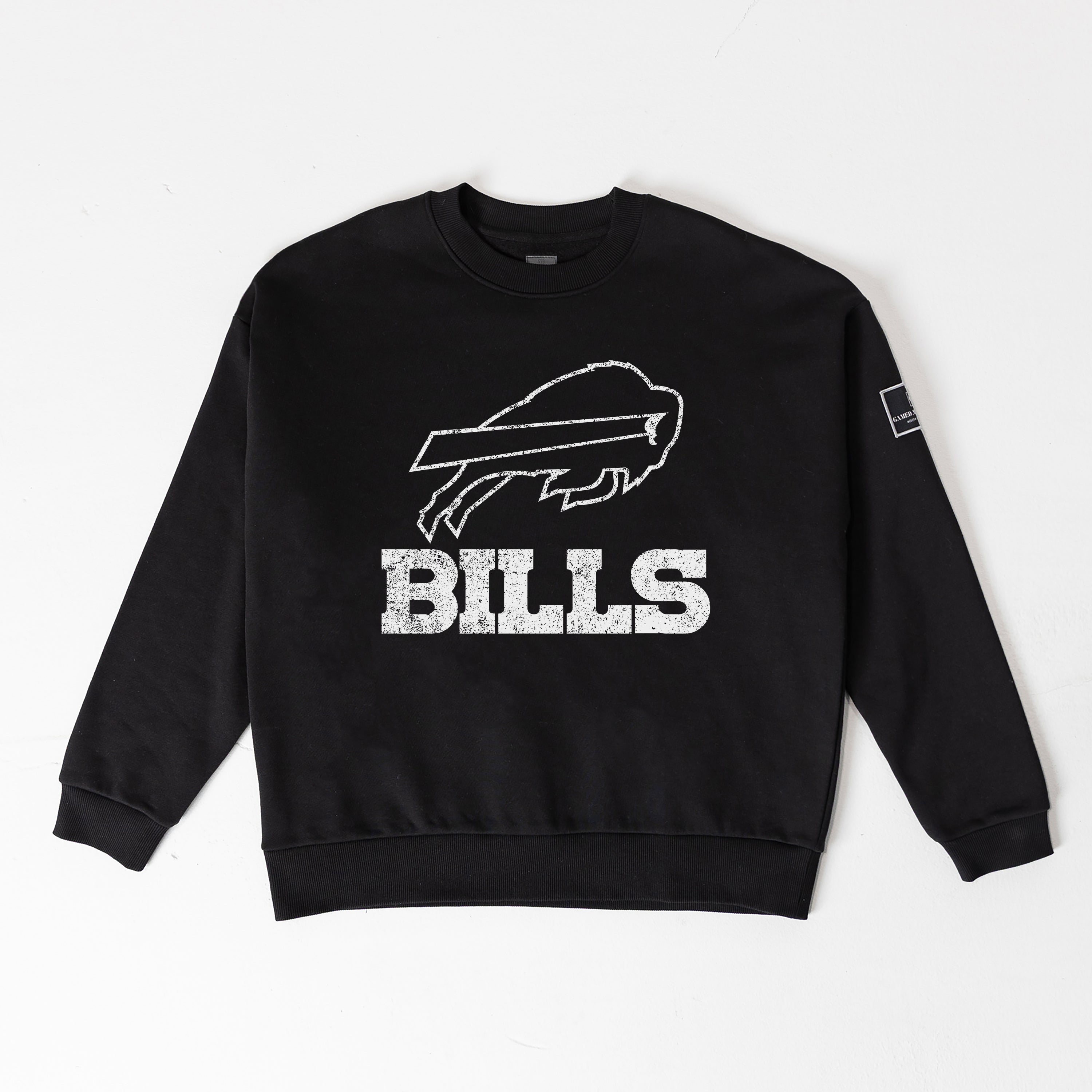 BUFFALO BILLS BOLD MOVE BLACK LABEL PREMIUM FLEECE DROP SHOULDER CREWNECK