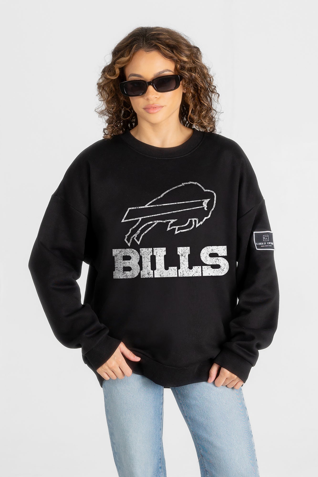 BUFFALO BILLS BOLD MOVE BLACK LABEL PREMIUM FLEECE DROP SHOULDER CREWNECK