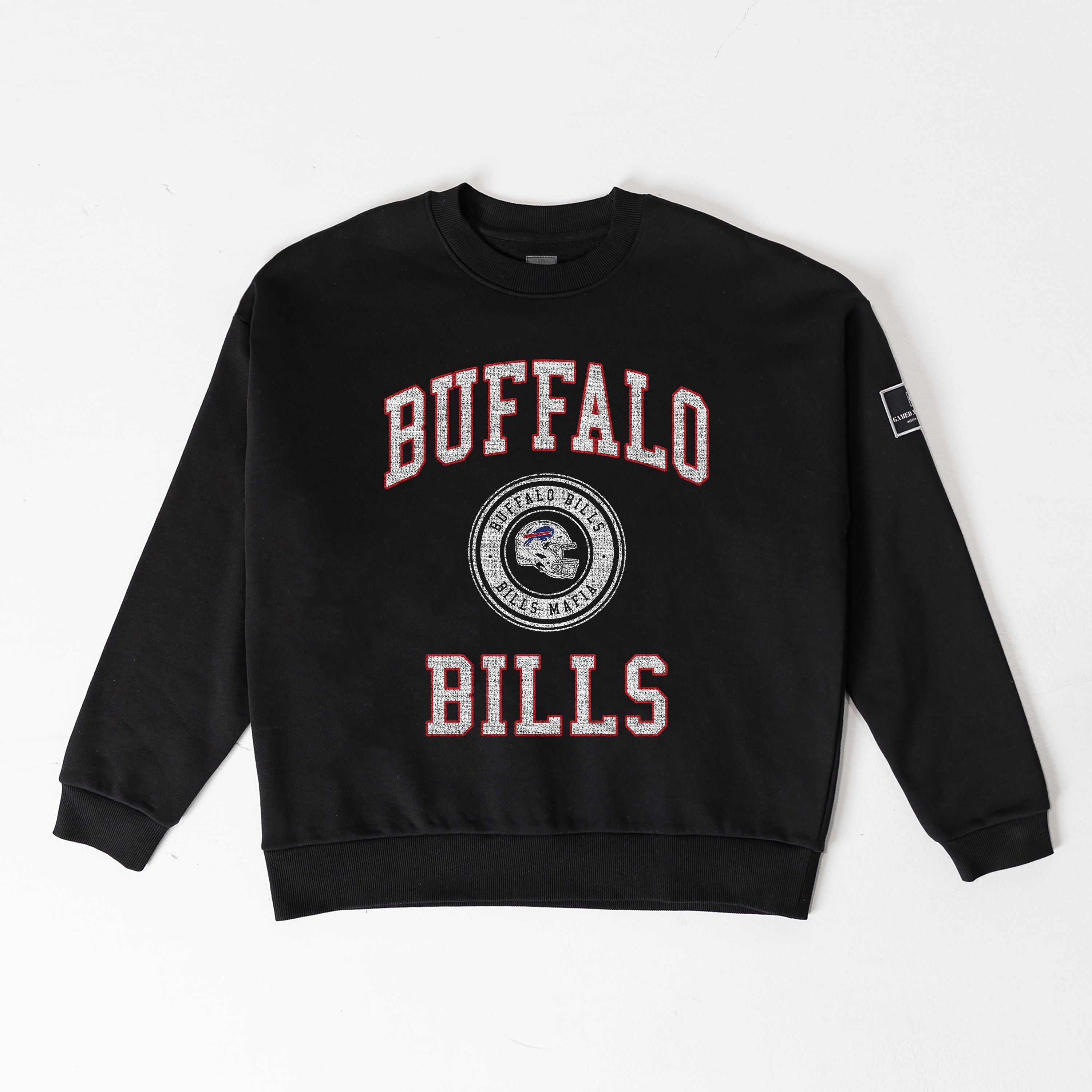 BUFFALO BILLS FIERCE FLOW BLACK LABEL PREMIUM FLEECE DROP SHOULDER CREWNECK