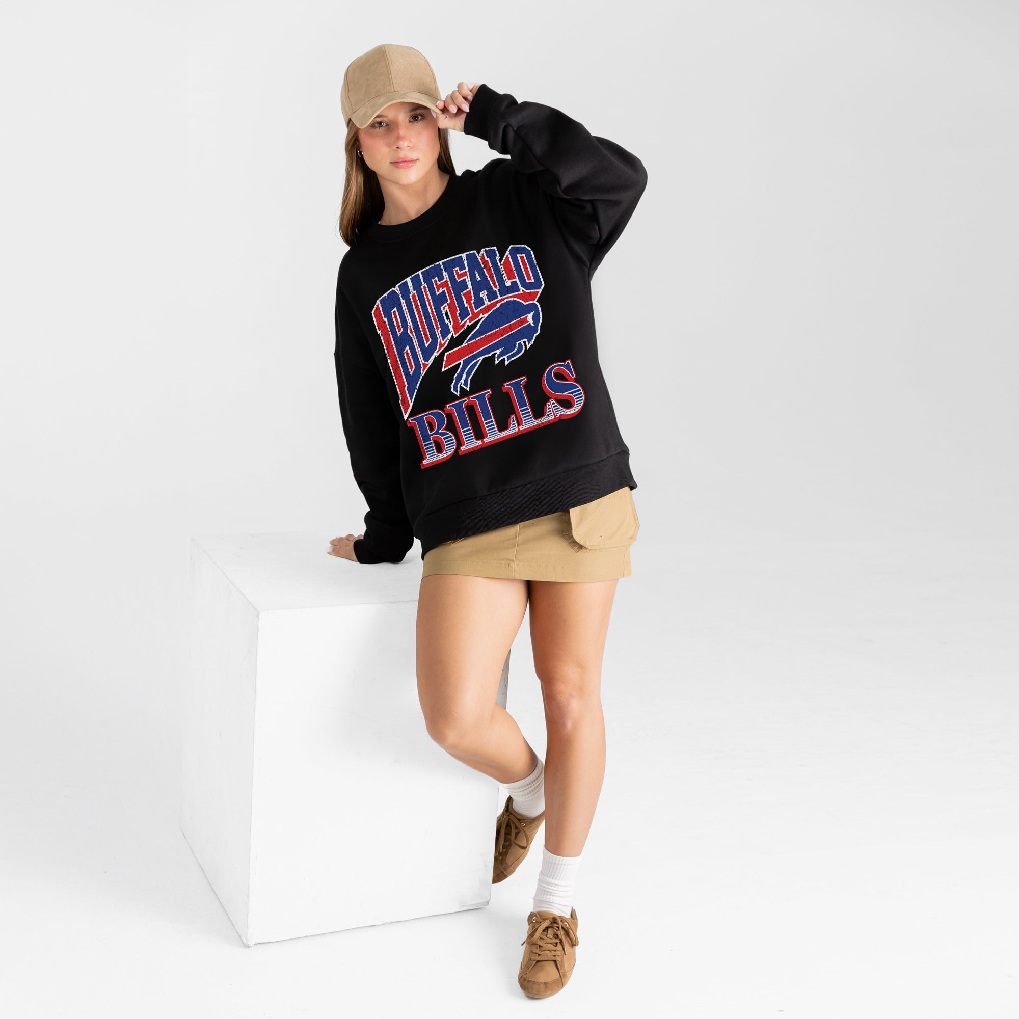 BUFFALO BILLS VICTORY PRIME BLACK LABEL PREMIUM FLEECE DROP SHOULDER CREWNECK