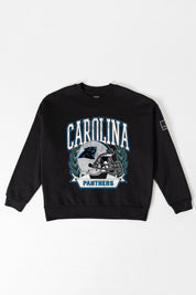 CAROLINA PANTHERS VICTORY LANE BLACK LABEL PREMIUM FLEECE CREW SWEATSHIRT
