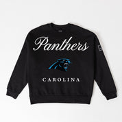 CAROLINA PANTHERS LEGACY CLUB BLACK LABEL PREMIUM FLEECE DROP SHOULDER CREWNECK
