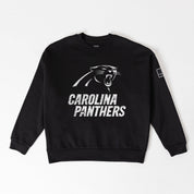 CAROLINA PANTHERS BOLD MOVE BLACK LABEL PREMIUM FLEECE DROP SHOULDER CREWNECK