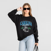 CAROLINA PANTHERS FIELD FOCUS BLACK LABEL PREMIUM FLEECE DROP SHOULDER CREWNECK