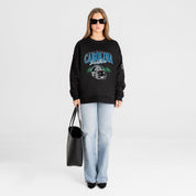 CAROLINA PANTHERS FIELD FOCUS BLACK LABEL PREMIUM FLEECE DROP SHOULDER CREWNECK