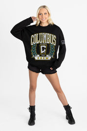 COLUMBUS CREW SC LEGACY CLUB BLACK LABEL PREMIUM FLEECE DROP SHOULDER CREWNECK