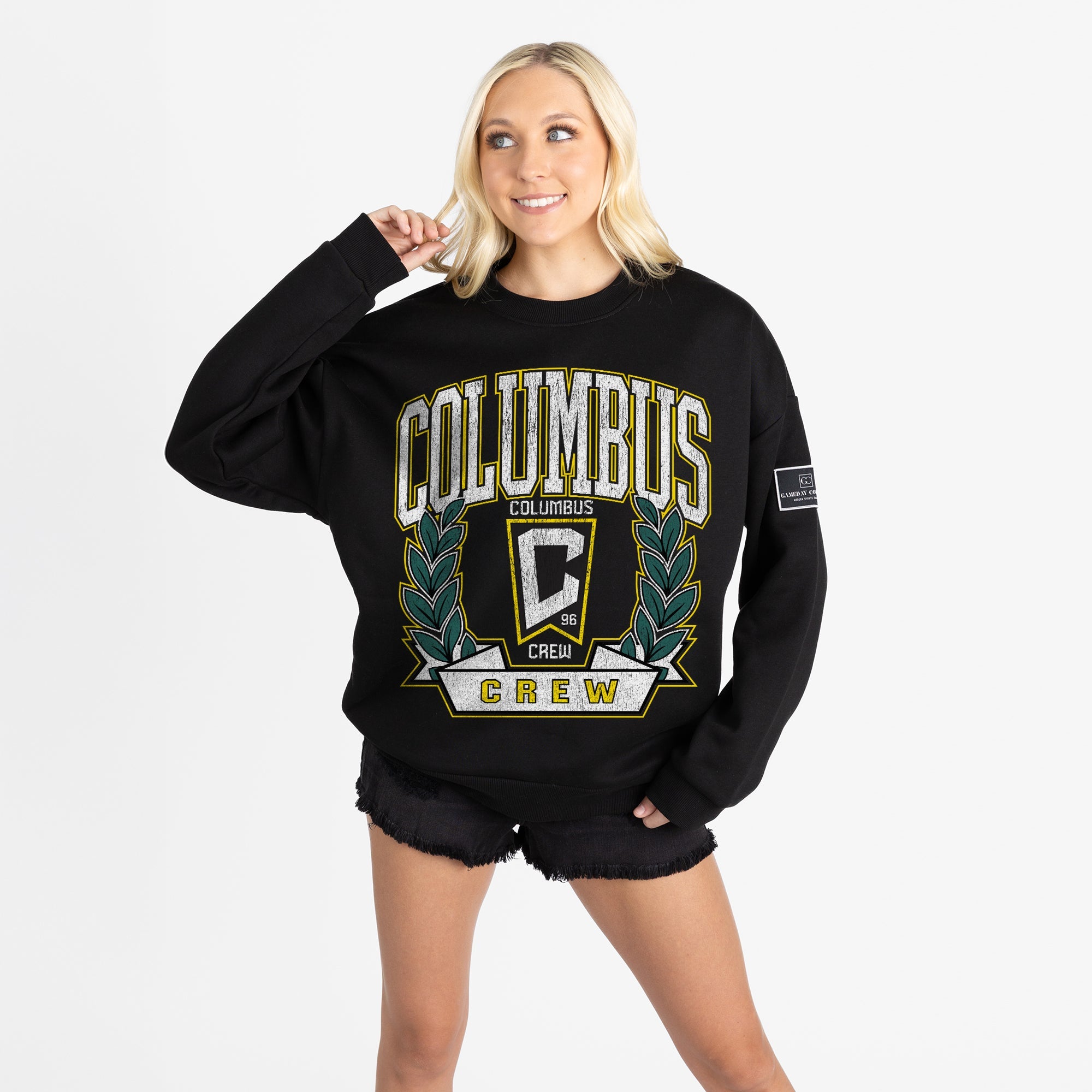 COLUMBUS CREW SC LEGACY CLUB BLACK LABEL PREMIUM FLEECE DROP SHOULDER CREWNECK