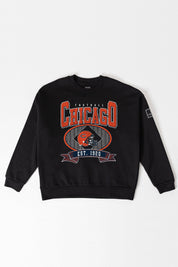 CHICAGO BEARS BOLD CHEERS BLACK LABEL PREMIUM FLEECE CREW SWEATSHIRT