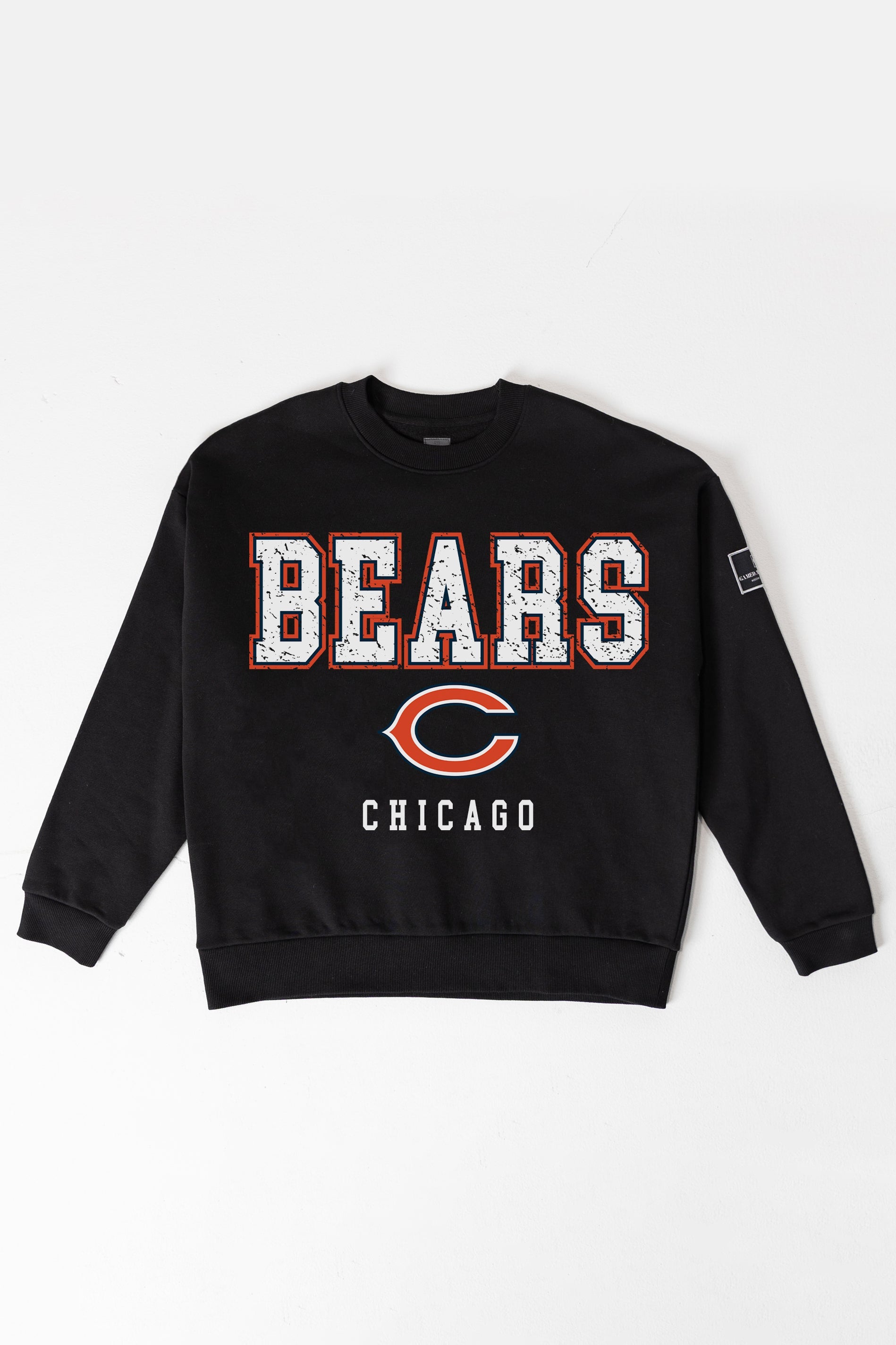 CHICAGO BEARS LEVEL UP BLACK LABEL PREMIUM FLEECE CREW SWEATSHIRT