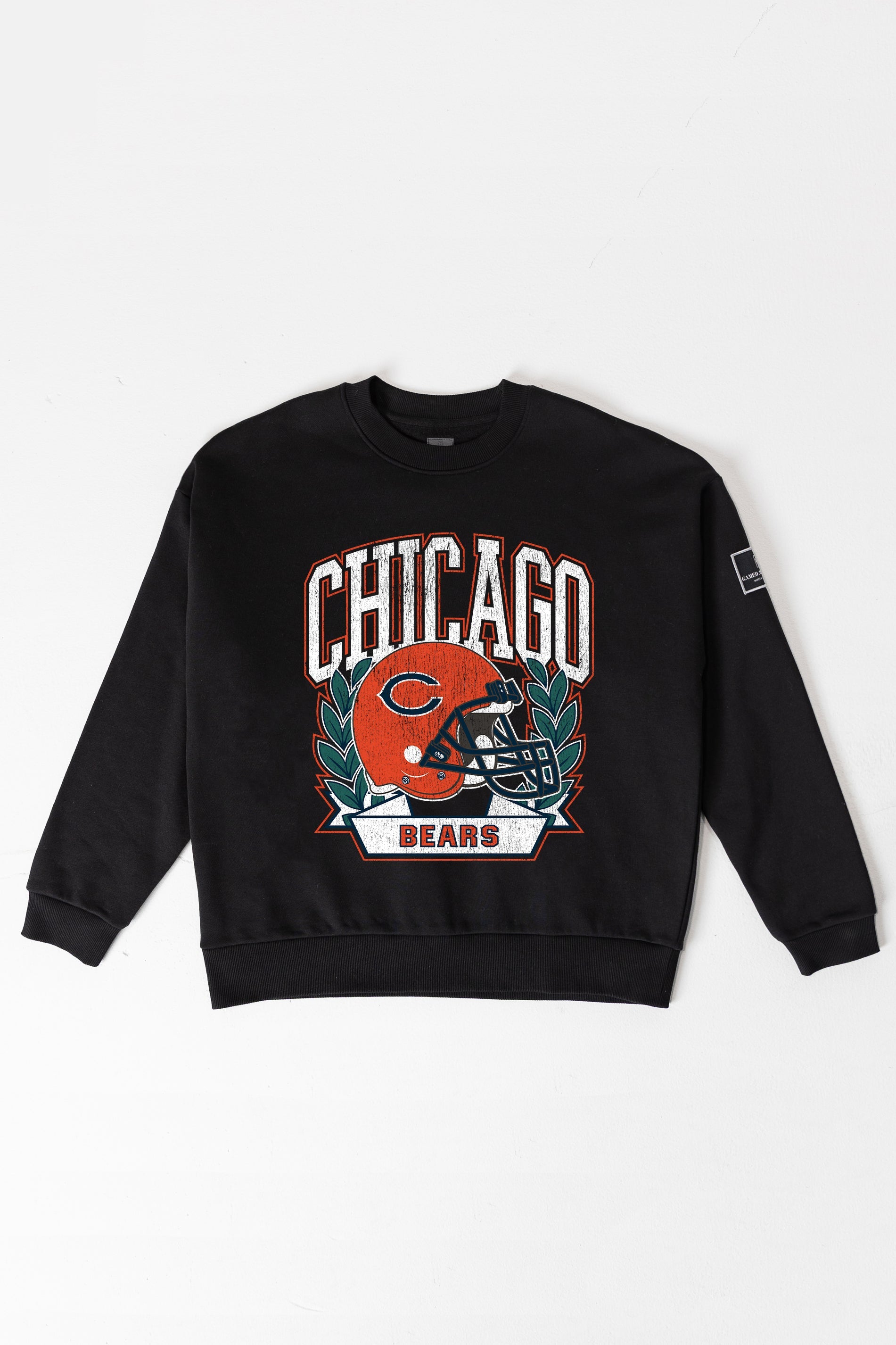 CHICAGO BEARS VICTORY LANE BLACK LABEL PREMIUM FLEECE CREW SWEATSHIRT