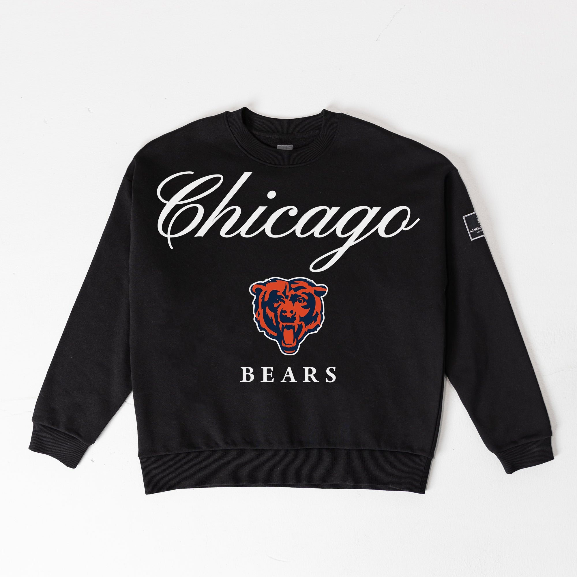 CHICAGO BEARS LEGACY CLUB BLACK LABEL PREMIUM FLEECE DROP SHOULDER CREWNECK