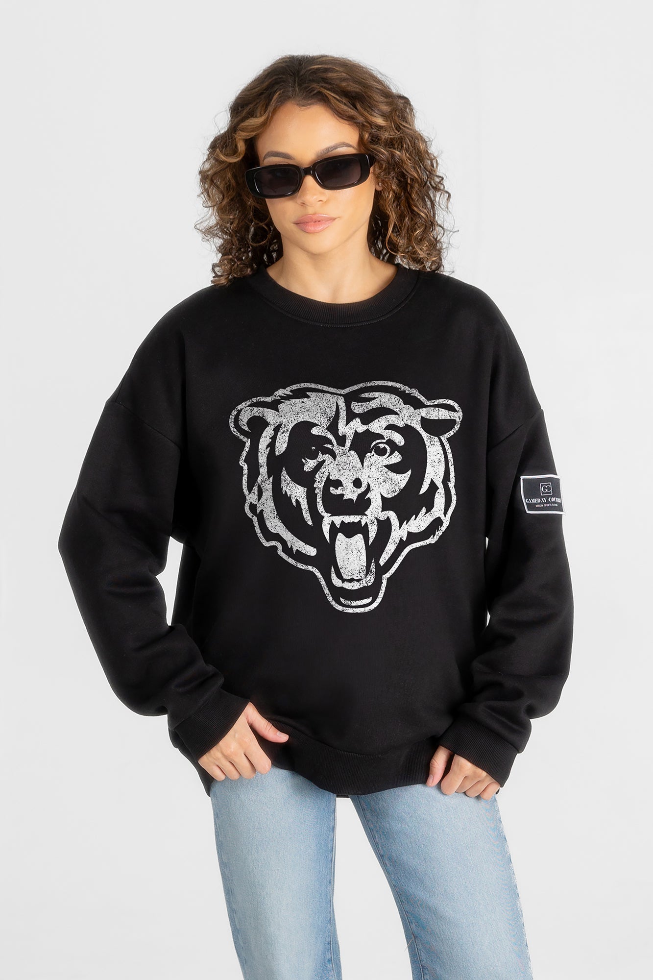 CHICAGO BEARS BOLD MOVE BLACK LABEL PREMIUM FLEECE DROP SHOULDER CREWNECK
