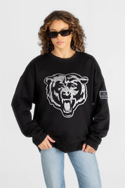 CHICAGO BEARS BOLD MOVE BLACK LABEL PREMIUM FLEECE DROP SHOULDER CREWNECK