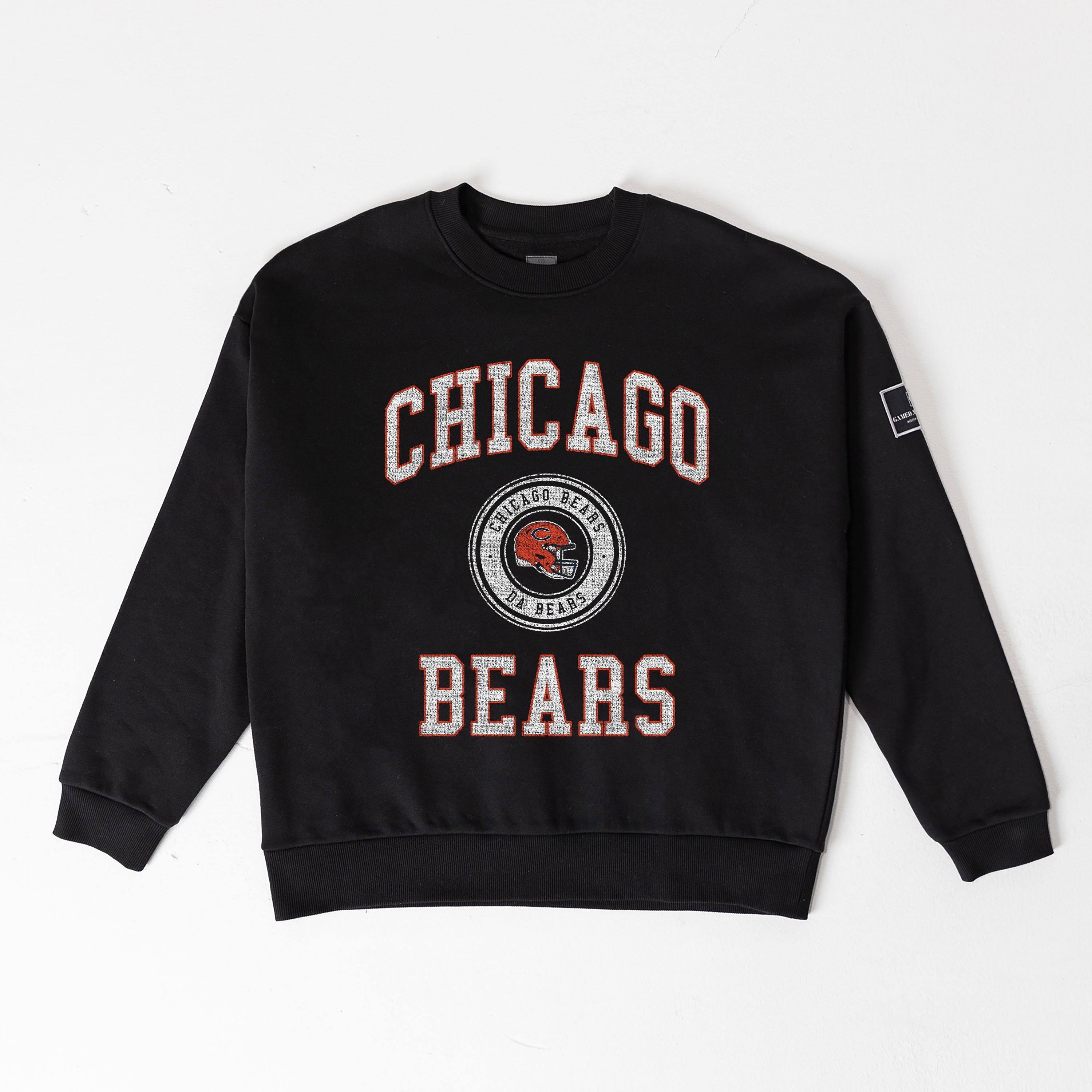 CHICAGO BEARS FIERCE FLOW BLACK LABEL PREMIUM FLEECE DROP SHOULDER CREWNECK