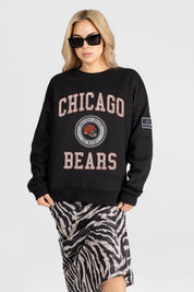 CHICAGO BEARS FIERCE FLOW BLACK LABEL PREMIUM FLEECE DROP SHOULDER CREWNECK
