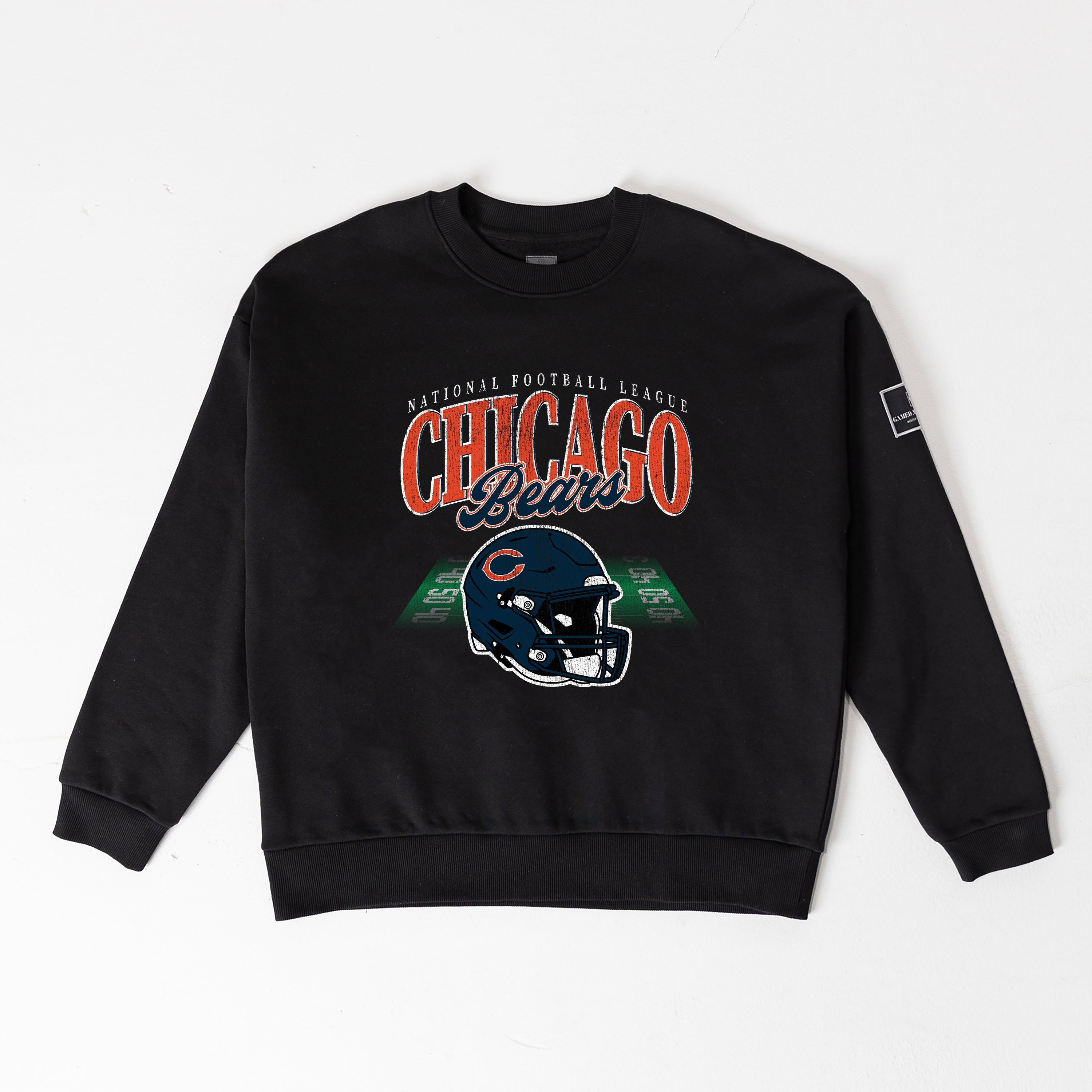 CHICAGO BEARS FIELD FOCUS BLACK LABEL PREMIUM FLEECE DROP SHOULDER CREWNECK