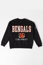 CINCINNATI BENGALS LEVEL UP BLACK LABEL PREMIUM FLEECE CREW SWEATSHIRT