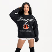 CINCINNATI BENGALS LEGACY CLUB BLACK LABEL PREMIUM FLEECE DROP SHOULDER CREWNECK