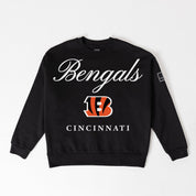 CINCINNATI BENGALS LEGACY CLUB BLACK LABEL PREMIUM FLEECE DROP SHOULDER CREWNECK