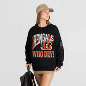 CINCINNATI BENGALS VICTORY PRIME BLACK LABEL PREMIUM FLEECE DROP SHOULDER CREWNECK