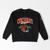 CINCINNATI BENGALS FIELD FOCUS BLACK LABEL PREMIUM FLEECE DROP SHOULDER CREWNECK