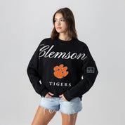 CLEMSON TIGERS LEGACY CLUB BLACK LABEL PREMIUM FLEECE DROP SHOULDER CREWNECK