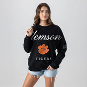 CLEMSON TIGERS LEGACY CLUB BLACK LABEL PREMIUM FLEECE DROP SHOULDER CREWNECK