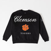 CLEMSON TIGERS LEGACY CLUB BLACK LABEL PREMIUM FLEECE DROP SHOULDER CREWNECK