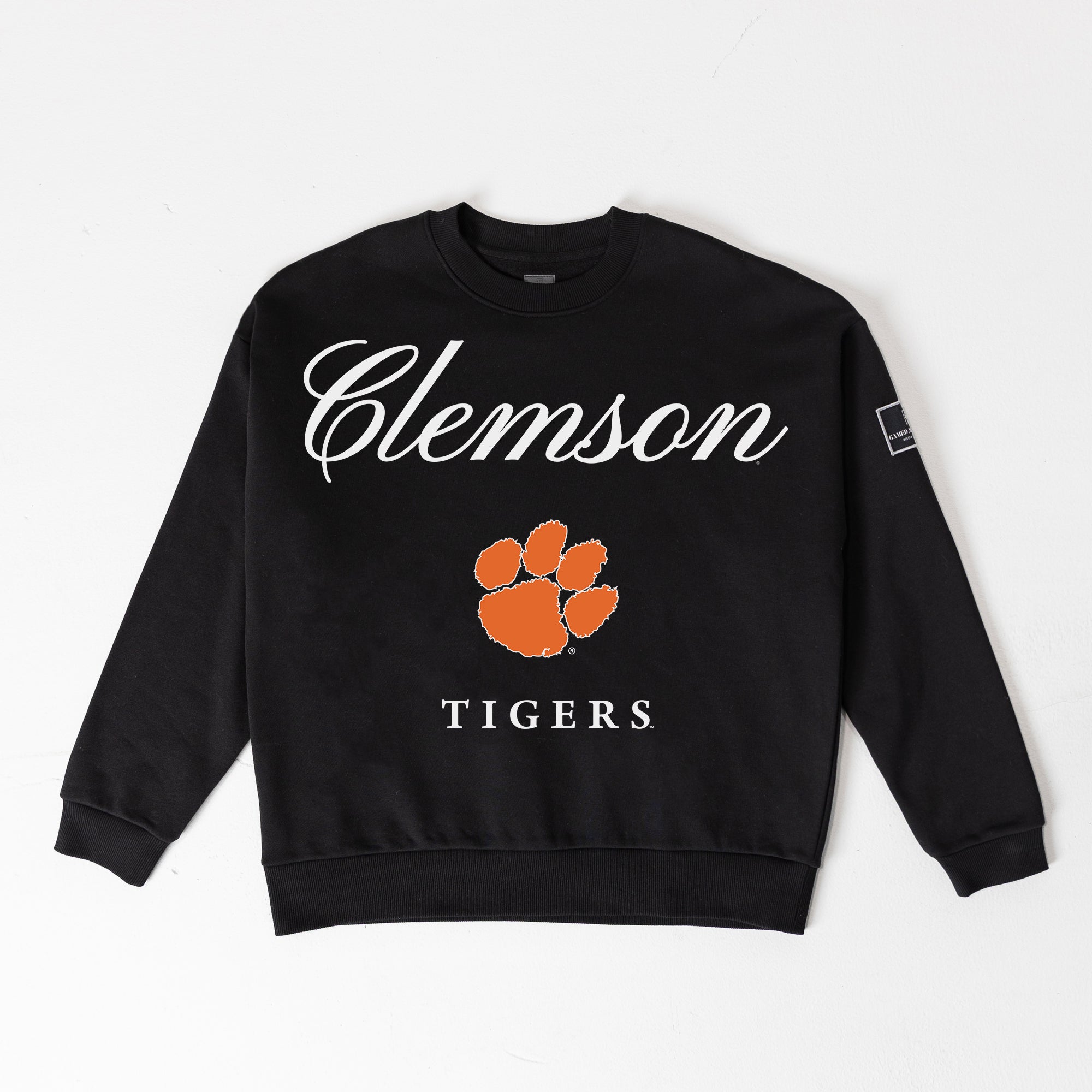 CLEMSON TIGERS LEGACY CLUB BLACK LABEL PREMIUM FLEECE DROP SHOULDER CREWNECK