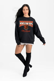 CLEVELAND BROWNS POWERHOUSE PLAY BLACK LABEL PREMIUM FLEECE CREW SWEATSHIRT