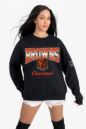CLEVELAND BROWNS POWERHOUSE PLAY BLACK LABEL PREMIUM FLEECE CREW SWEATSHIRT