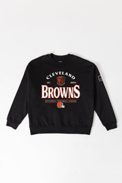 CLEVELAND BROWNS PLAYERS ONLY BLACK LABEL PREMIUM FLEECE DROP SHOULDER CREWNECK