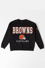 CLEVELAND BROWNS LEVEL UP BLACK LABEL PREMIUM FLEECE CREW SWEATSHIRT