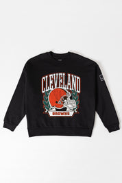 CLEVELAND BROWNS VICTORY LANE BLACK LABEL PREMIUM FLEECE CREW SWEATSHIRT