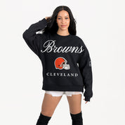 CLEVELAND BROWNS LEGACY CLUB BLACK LABEL PREMIUM FLEECE DROP SHOULDER CREWNECK