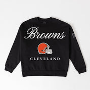 CLEVELAND BROWNS LEGACY CLUB BLACK LABEL PREMIUM FLEECE DROP SHOULDER CREWNECK