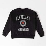 CLEVELAND BROWNS FIERCE FLOW BLACK LABEL PREMIUM FLEECE DROP SHOULDER CREWNECK