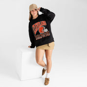 CLEVELAND BROWNS VICTORY PRIME BLACK LABEL PREMIUM FLEECE DROP SHOULDER CREWNECK