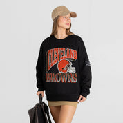 CLEVELAND BROWNS VICTORY PRIME BLACK LABEL PREMIUM FLEECE DROP SHOULDER CREWNECK