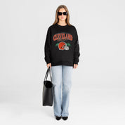 CLEVELAND BROWNS FIELD FOCUS BLACK LABEL PREMIUM FLEECE DROP SHOULDER CREWNECK