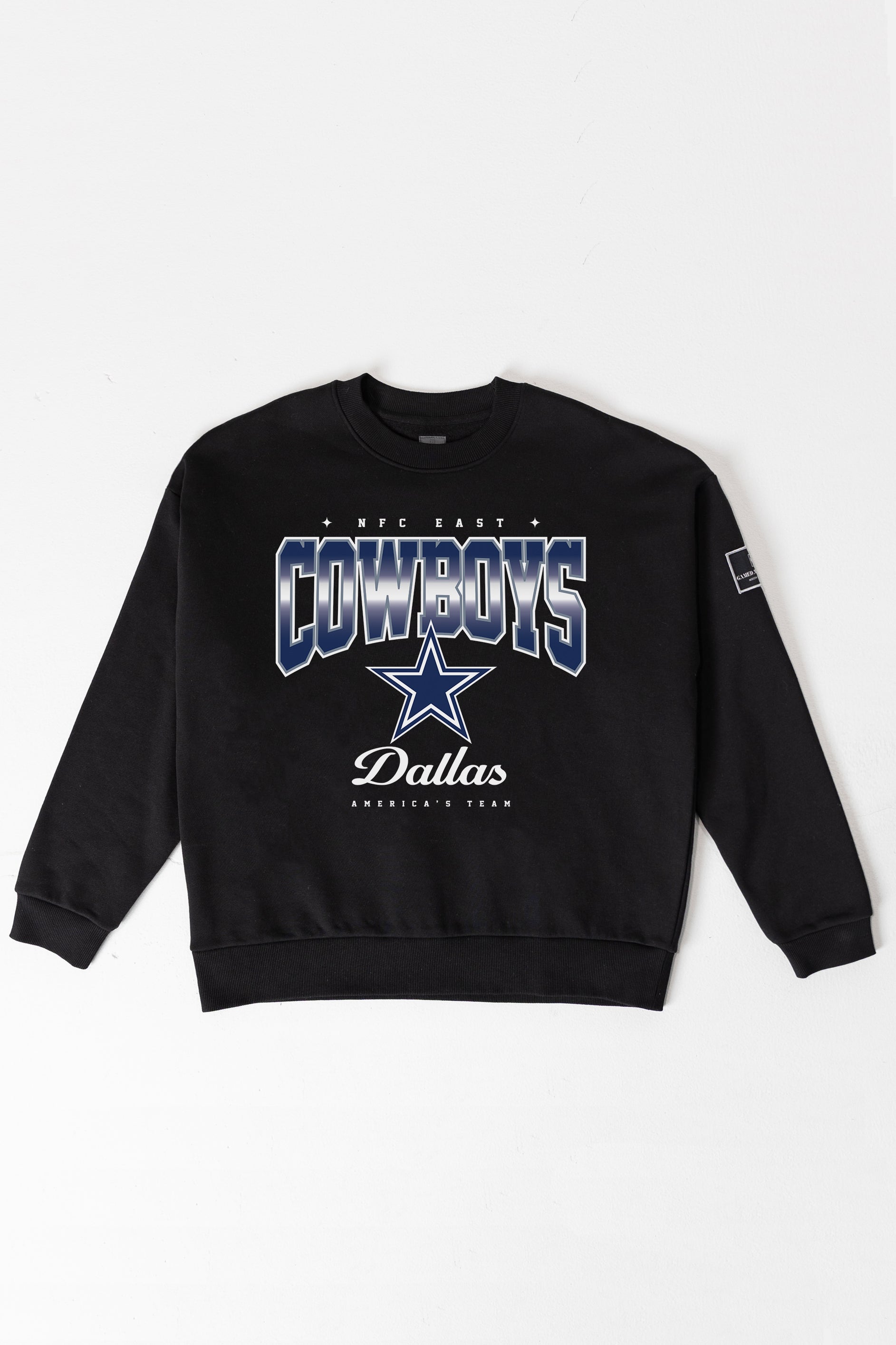 DALLAS COWBOYS POWERHOUSE PLAY BLACK LABEL PREMIUM FLEECE CREW SWEATSHIRT