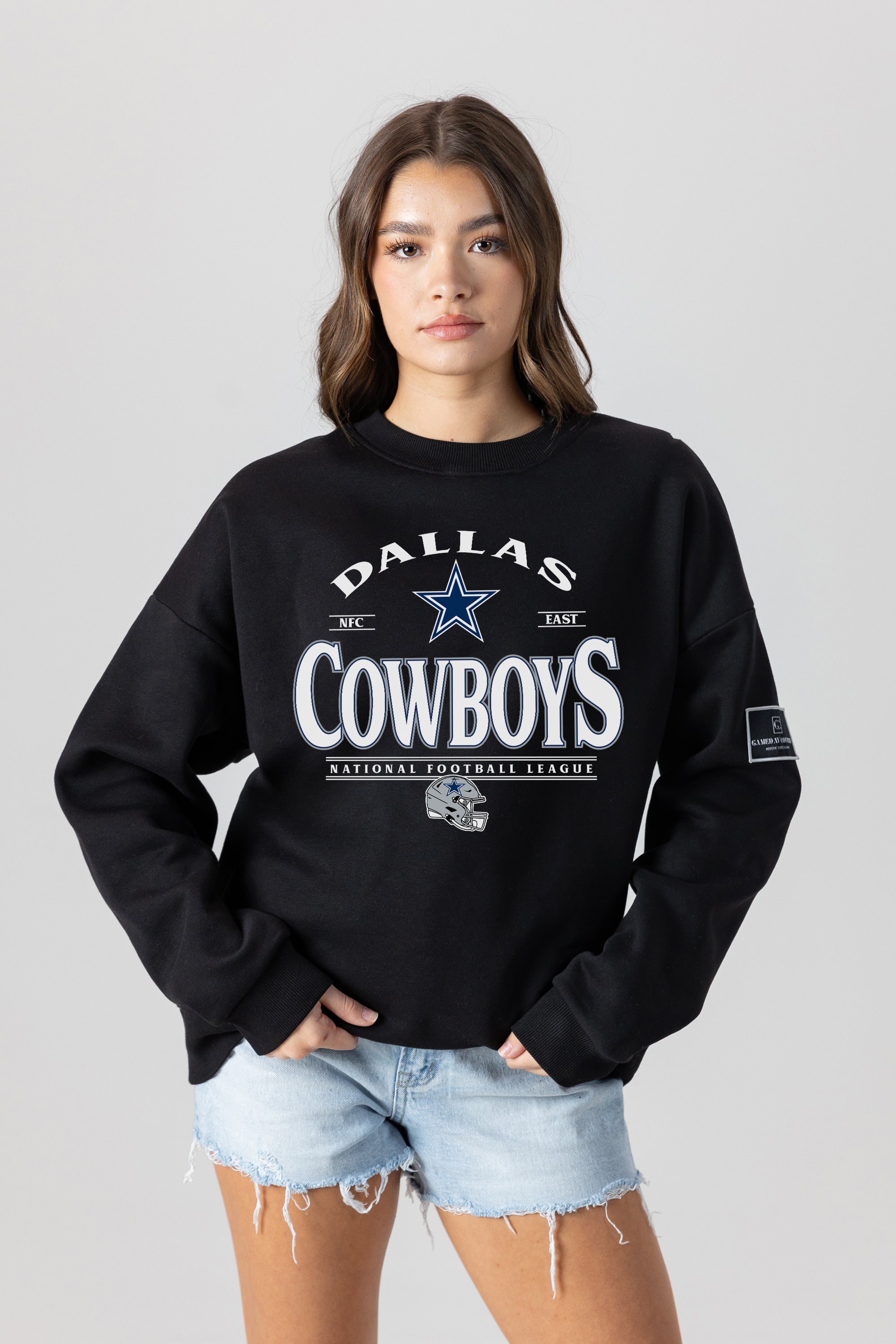DALLAS COWBOYS PLAYERS ONLY BLACK LABEL PREMIUM FLEECE DROP SHOULDER CREWNECK